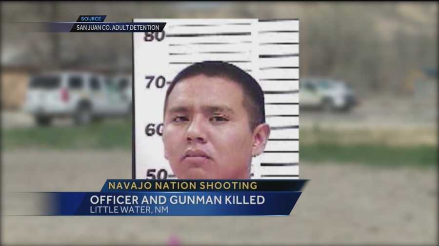 Officials say a Navajo police officer and a gunman are dead following a shooting Thursday in Little Water, New Mexico, near Shiprock.