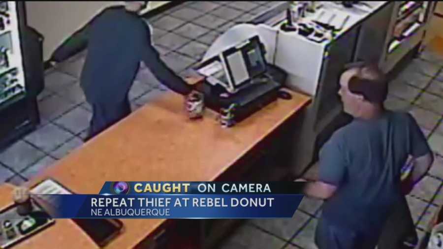 A repeat thief is targeting the same donut shop.
