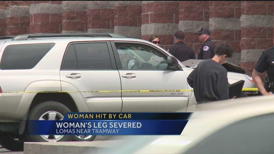 A woman was pinned against the wall during a Saturday crash.
