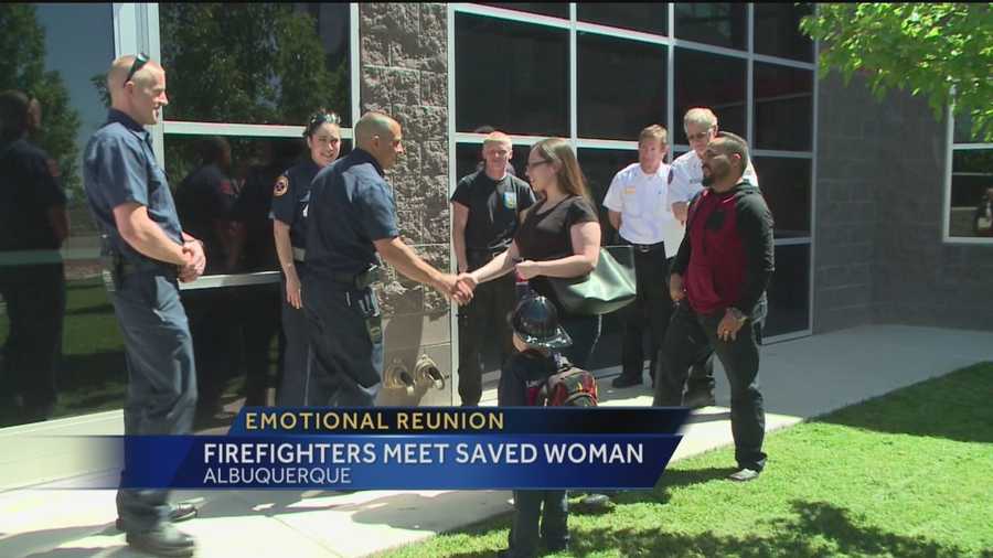 A woman and the emergency personnel who helped save her life two years ago had an emotional reunion Thursday.