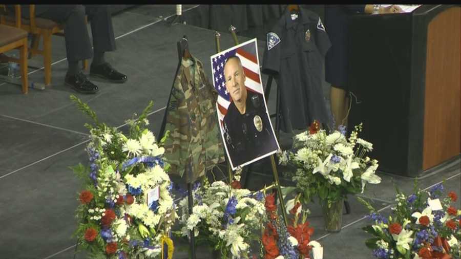 Hundreds showed up to celebrate the life of and say goodbye to a Rio Rancho police officer who died in the line of duty.