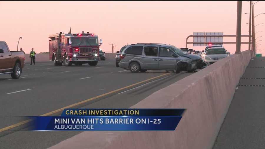 Investigators are trying to find out what caused the driver of a minivan to crash into a barrier on Intestate 25 Sunday night.