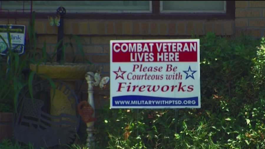 A nonprofit is delivering free signs that ask neighborhoods to be courteous with fireworks around military veterans with post-traumatic stress disorder.