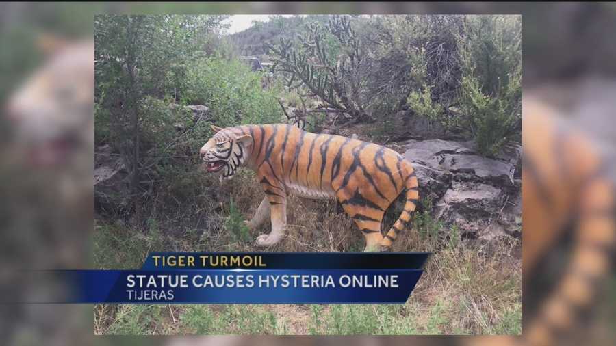 Officials from the New Mexico Department of Game and Fish removed a plastic tiger from the Sandia National Forest near Tijeras after a mountain biker sparked a panic by sharing a picture of it on social media.