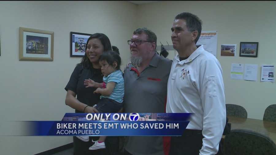 A man got to meet the person that saved his life Friday, two years after almost dying in a motorcycle accident on the Acoma Pueblo.