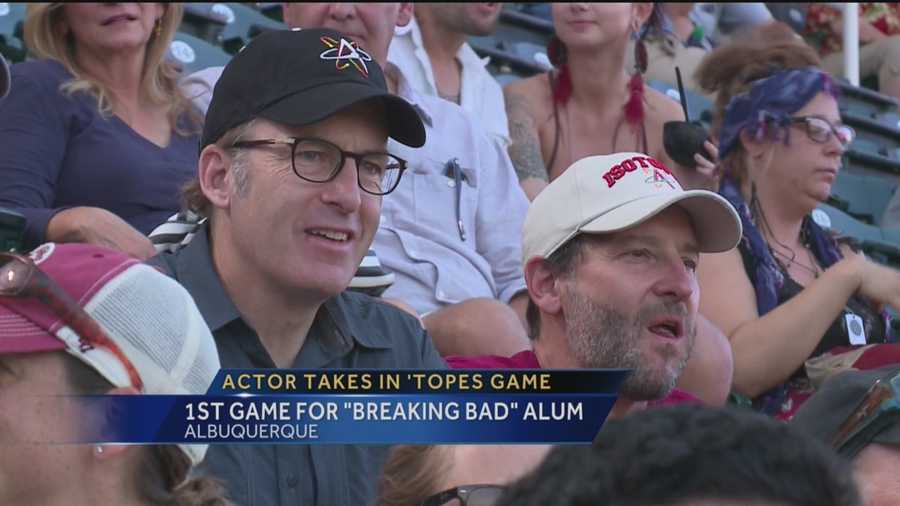 The star of “Better Call Saul” took in his first Albuquerque Isotopes game Sunday.