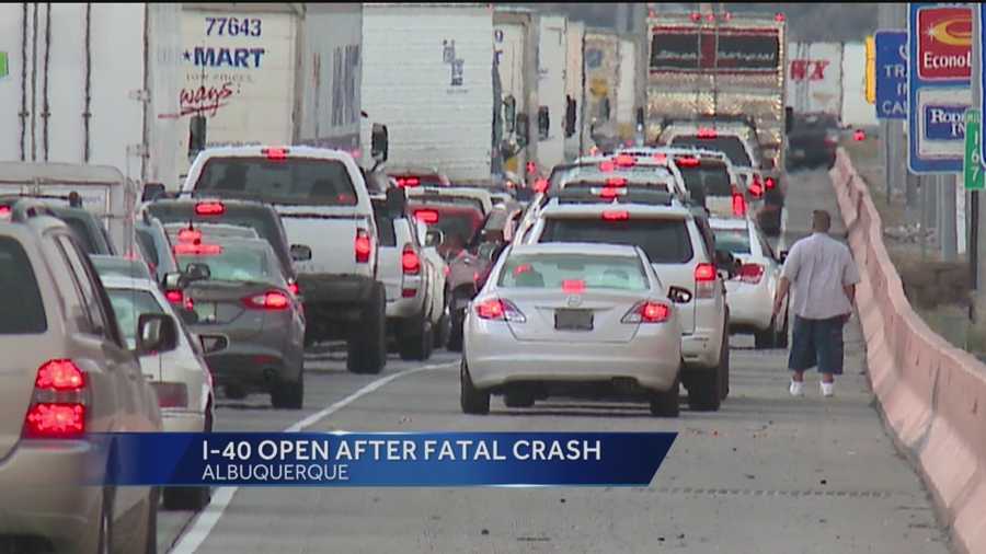 The eastbound lanes of Interstate 40 at Tramway (mile marker 167) have reopened after a fatal crash caused officials to temporarily shut the lanes down Sunday.