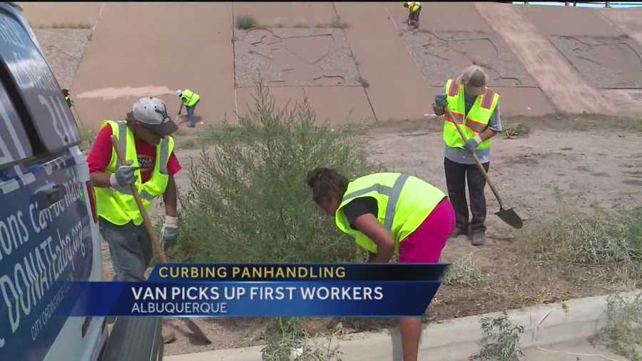 The city took its fight against panhandling one step further Thursday by picking people up and putting them to work.