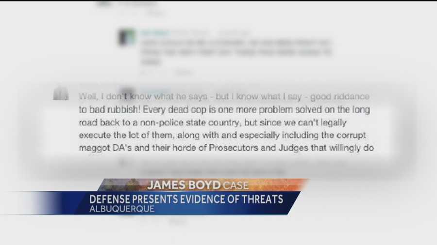 The state is being asked to investigate death threats made against two Albuquerque cops, charged with murder.