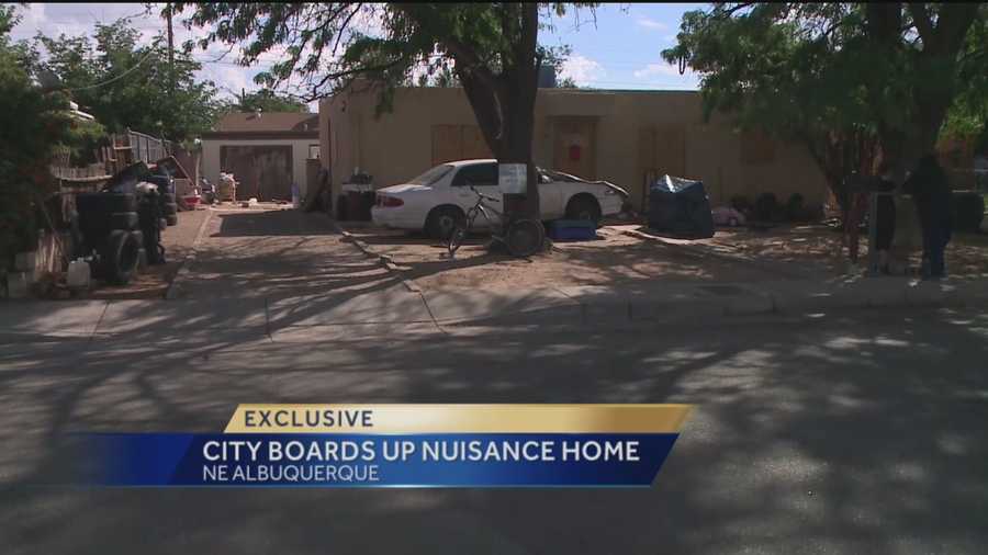 A Northeast Albuquerque house is boarded after disturbances that scared neighbors.