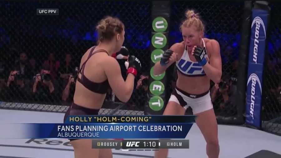 It is still unclear when Holly Holm is expected to be back in Albuquerque, but whenever her plane lands at the Sunport, she can expect to see hundreds of cheering fans.