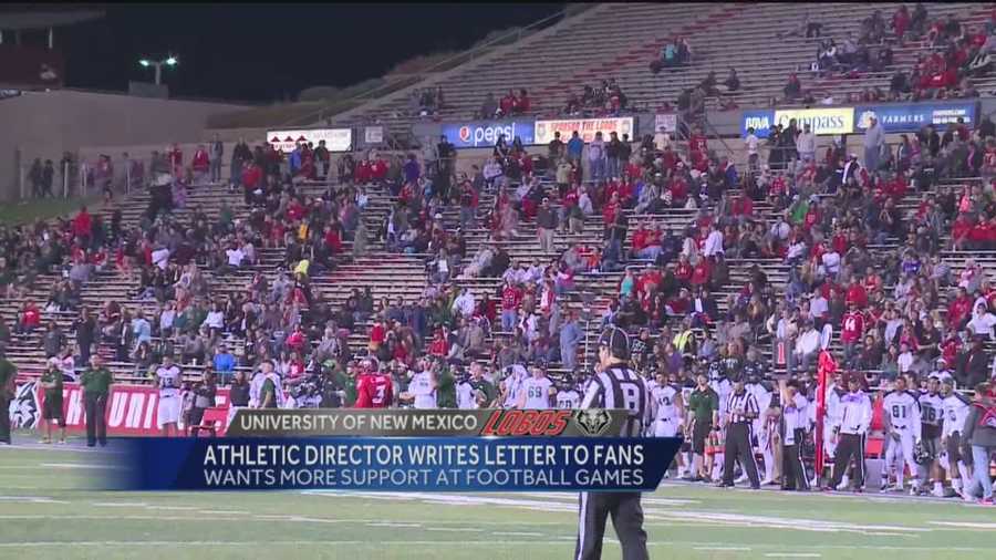 UNM's Athletic Director wants more support at Lobo football games.
