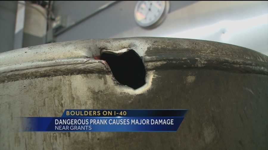 Interstate boulder prank causes major damage
