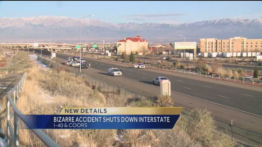 Interstate 40 westbound was shut down at Coors Boulevard Monday after a pedestrian was killed in an accident.