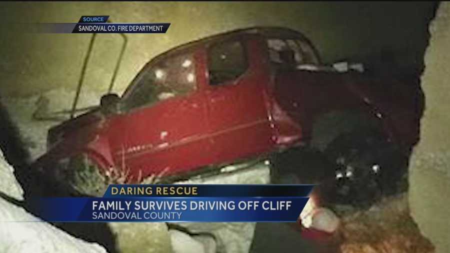 A family is recovering after driving off a cliff in Sandoval County.