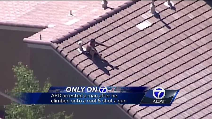 APD arrested a man after he climbed onto a roof and shot a gun.