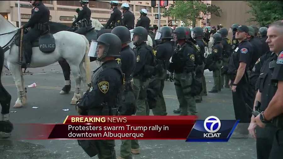 Protesters quickly got out of hand after Donald Trump took the stage in Albuquerque Tuesday evening. 