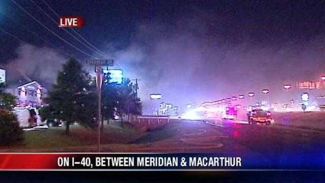 Firefighters battled a fire at a business located on the I-40 Service Road, between Meridian and MacArthur.