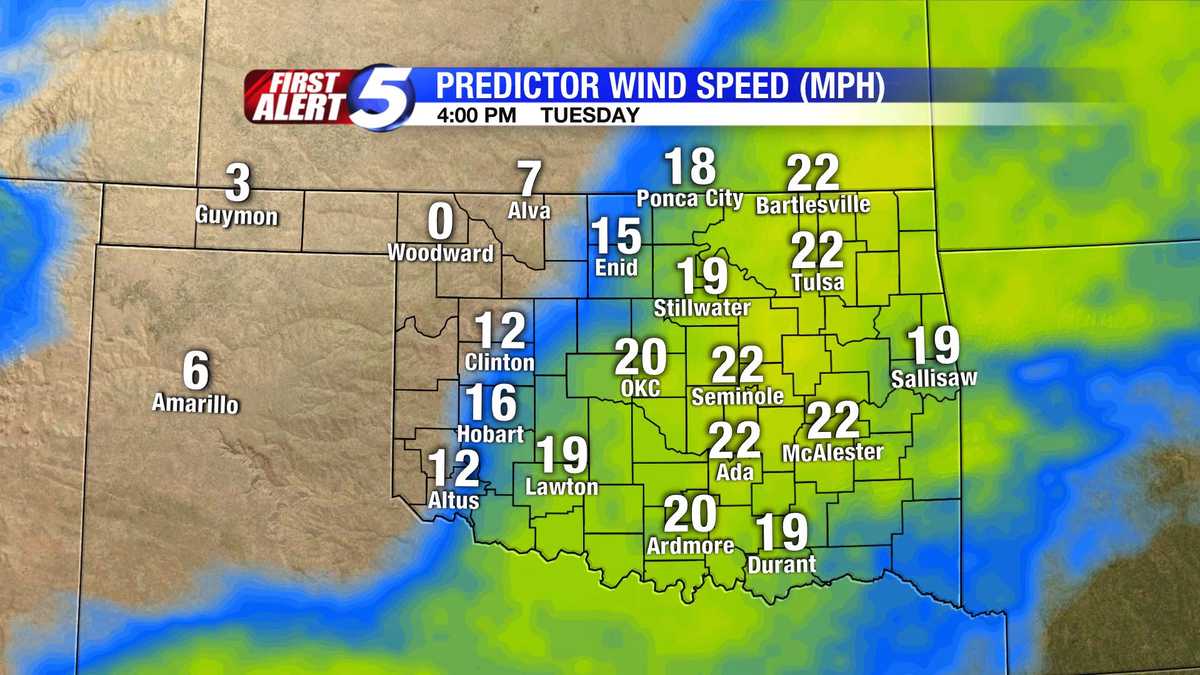 Hour-by-hour Oklahoma wind speed slideshow