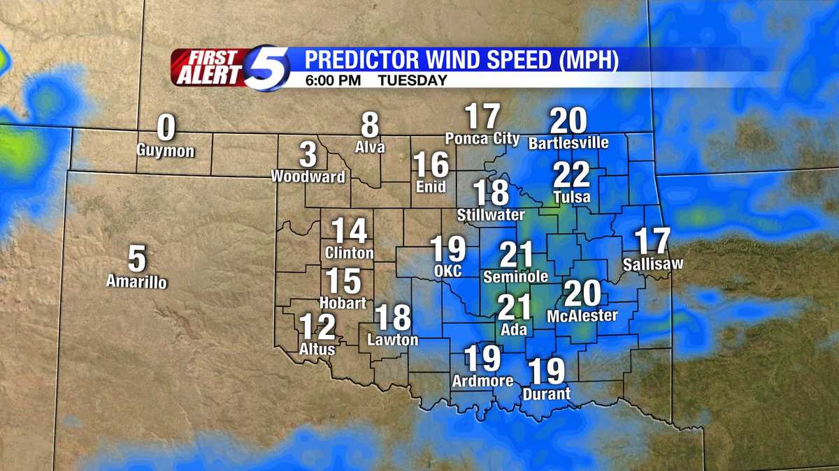 Hour-by-hour Oklahoma wind speed slideshow