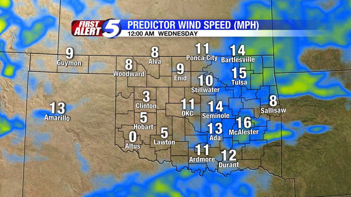 Hour-by-hour Oklahoma wind speed slideshow