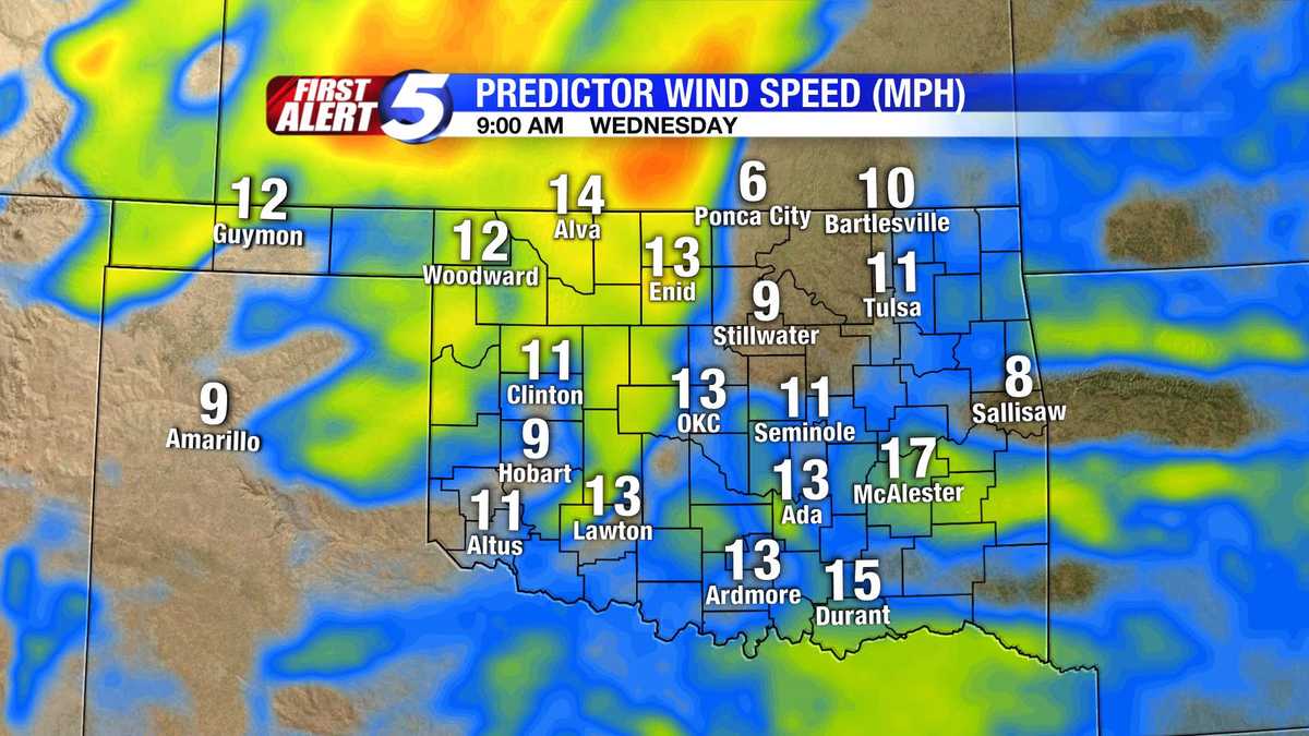 Hour-by-hour Oklahoma wind speed slideshow