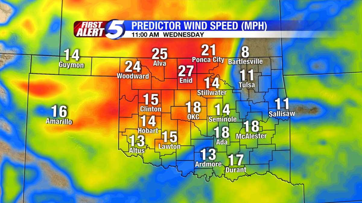Hour-by-hour Oklahoma wind speed slideshow