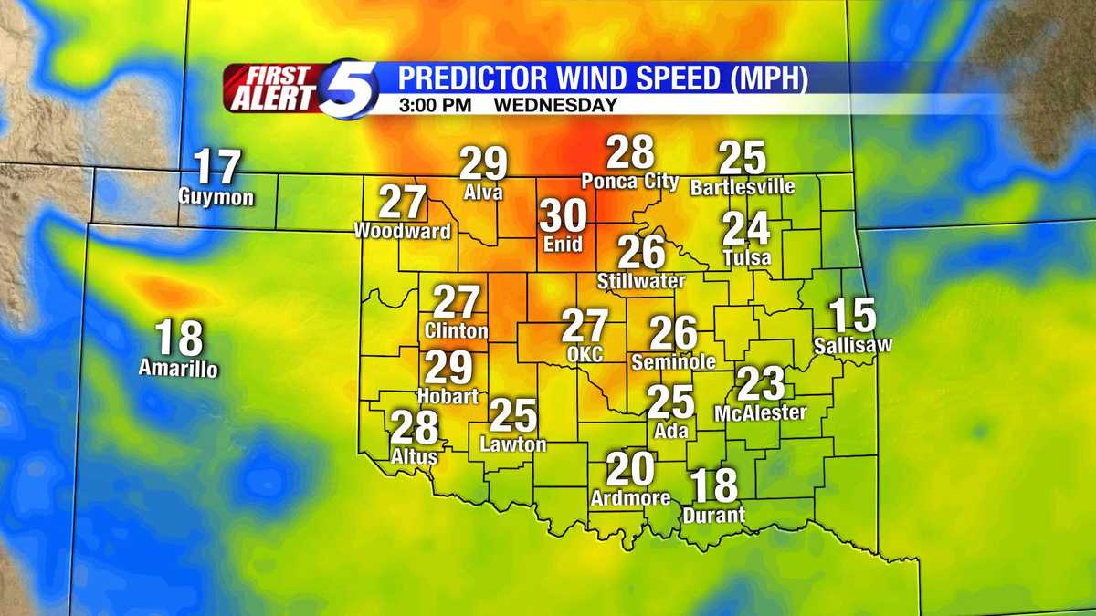 Hour-by-hour Oklahoma wind speed slideshow