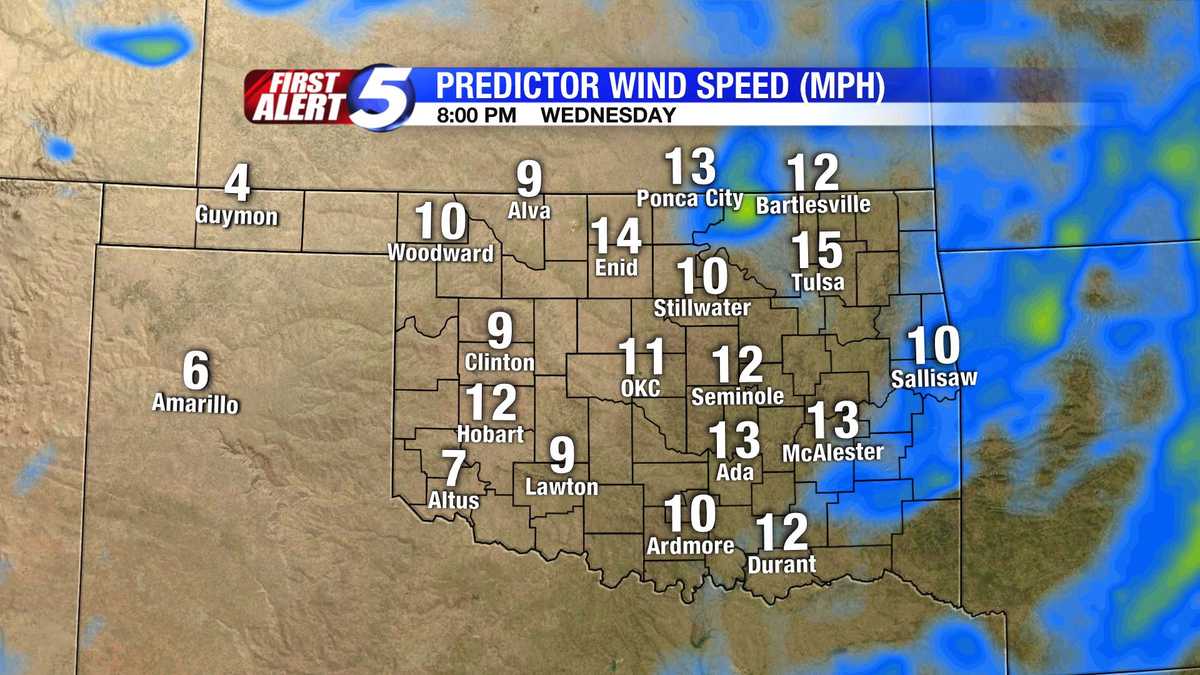 Hour-by-hour Oklahoma wind speed slideshow