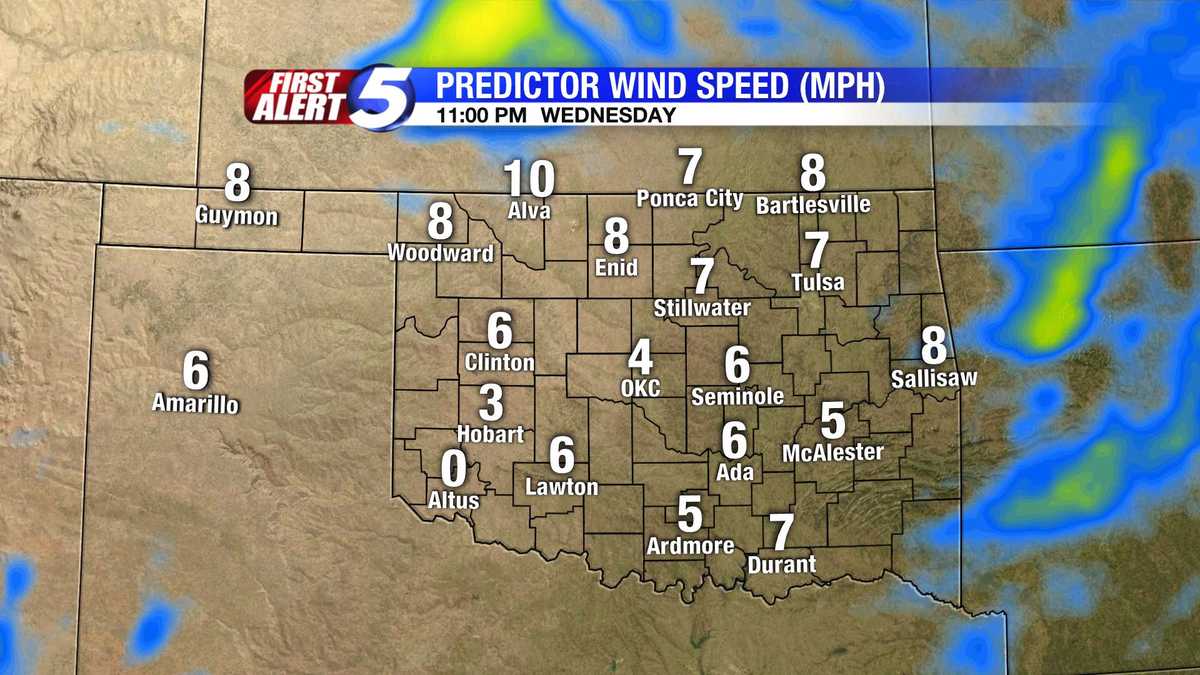 Hour-by-hour Oklahoma wind speed slideshow