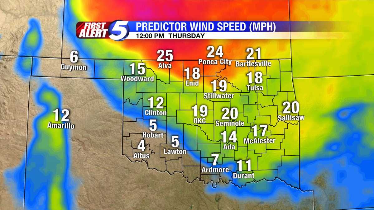 Hour-by-hour Oklahoma wind speed slideshow