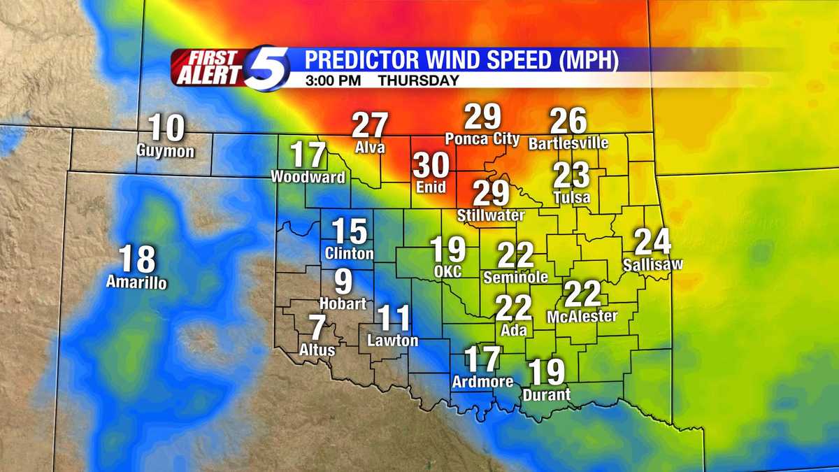 Hour-by-hour Oklahoma wind speed slideshow