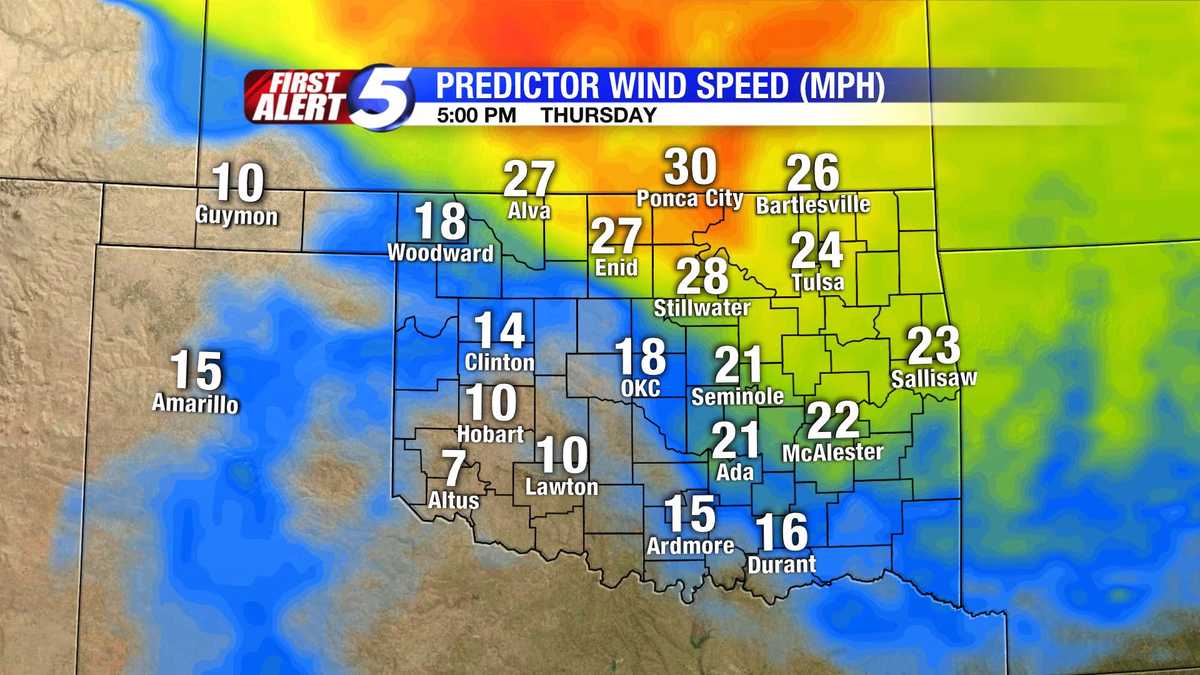 Hour-by-hour Oklahoma wind speed slideshow