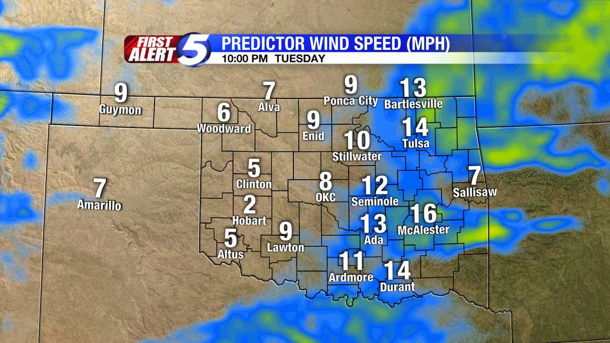 Hour-by-hour Oklahoma wind speed slideshow