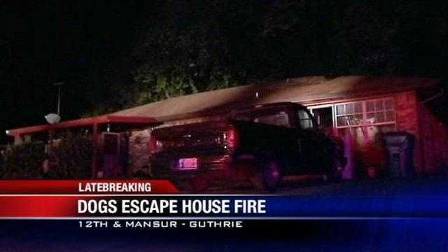 Guthrie fire officials say several dogs escaped a home engulfed in flames.