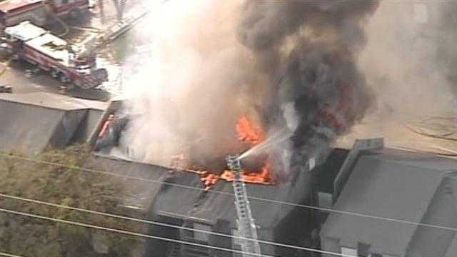 Firefighters say a two-story vacant apartment complex is ablaze in northwest Oklahoma City.