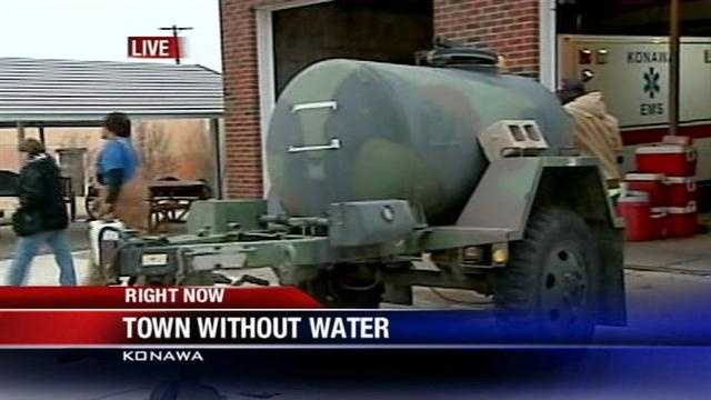 Officials with the City of Konawa say all of its 1,298 residents have been without water since Sunday night.