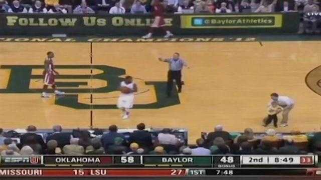 A surprise guest during the University of Oklahoma's basketball game Wednesday night has some Sooner fans talking. A Baylor fan ran onto the court during the Bears game against the OU men's team.