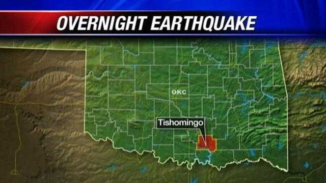 Tishomingo had an earthquake overnight. It happened at 4:25am. Authorities say it was a three point five. That's strong enough to feel.