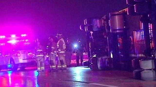 A semi rollover shut down part of a metro highway early this morning.  Troopers say the driver lost control near the I-44 westbound to I-44 southbound overpass.  The truck was carrying chicken nuggets.