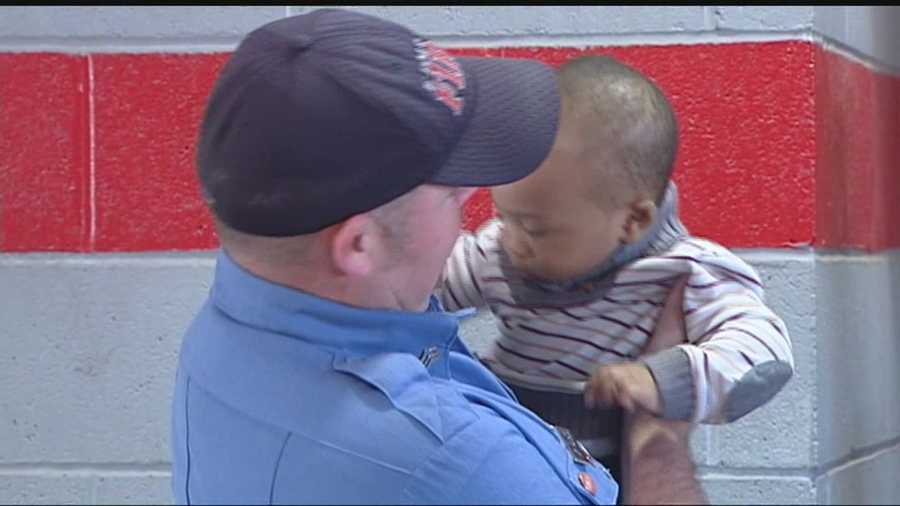 An Edmond family reunited with the police officers and firefighters that delivered their baby a year ago on the side of the road.