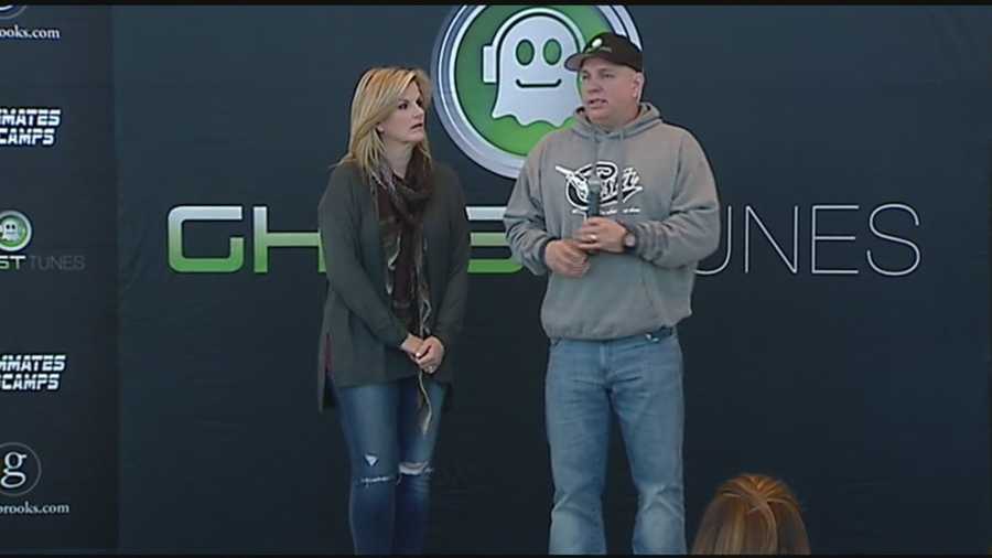 Garth Brooks and his wife Trisha Yearwood spoke to the media Friday before their concert in Tulsa.