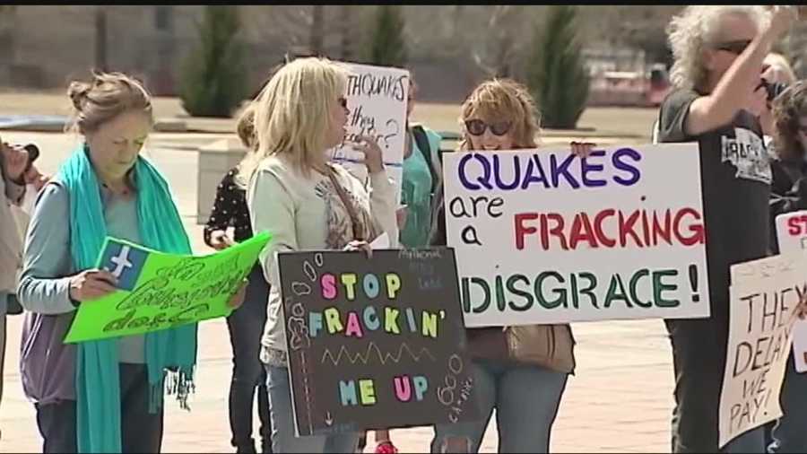 Dozens of protesters showed up to the Oklahoma State Capitol calling for a moratorium to stop fracking.