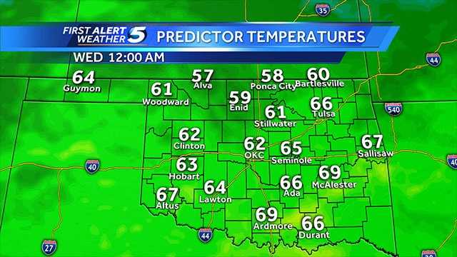 Hour-by-hour temperatures March 24