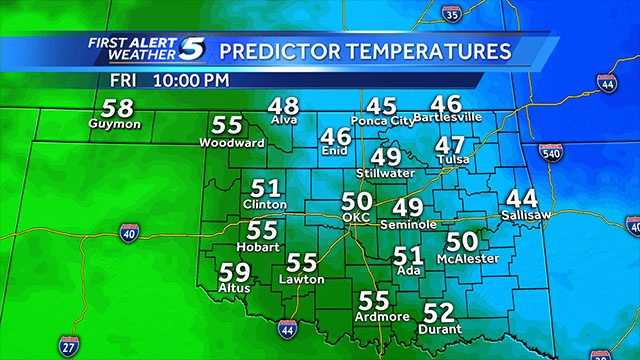 Hour-by-hour temperatures March 27