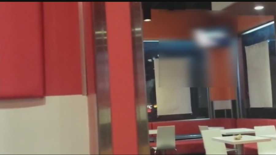 A metro family was baffled to see porn on the television while eating dinner at KFC.