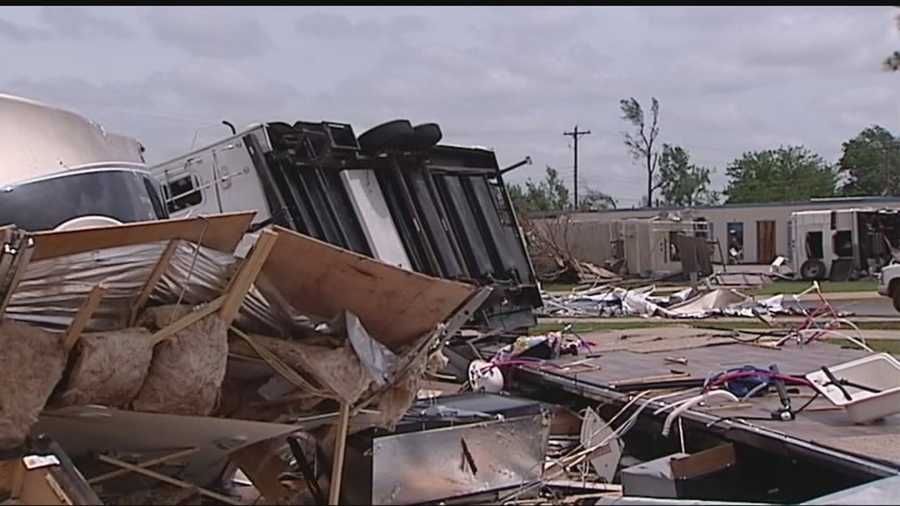 The tornado destroyed more than 70 RV's parked at the Roadrunner RV Park near I-35 and SW 44th in Oklahoma City.