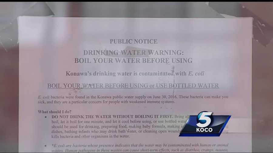 Water woes are plaguing an Oklahoma town. For the second time in a year, the water is undrinkable because of E. coli. The dangerous water is getting people in Konawa sick.
