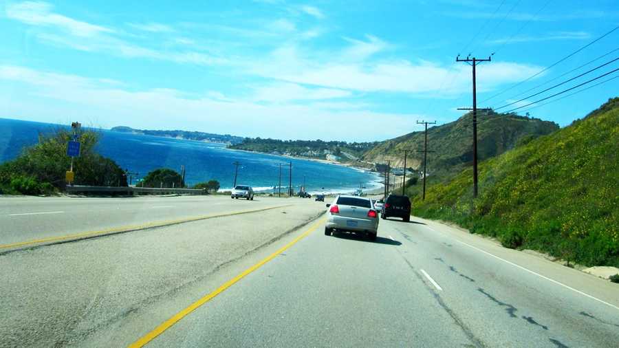 The Pacific Coast Highway in Malibu is seen.