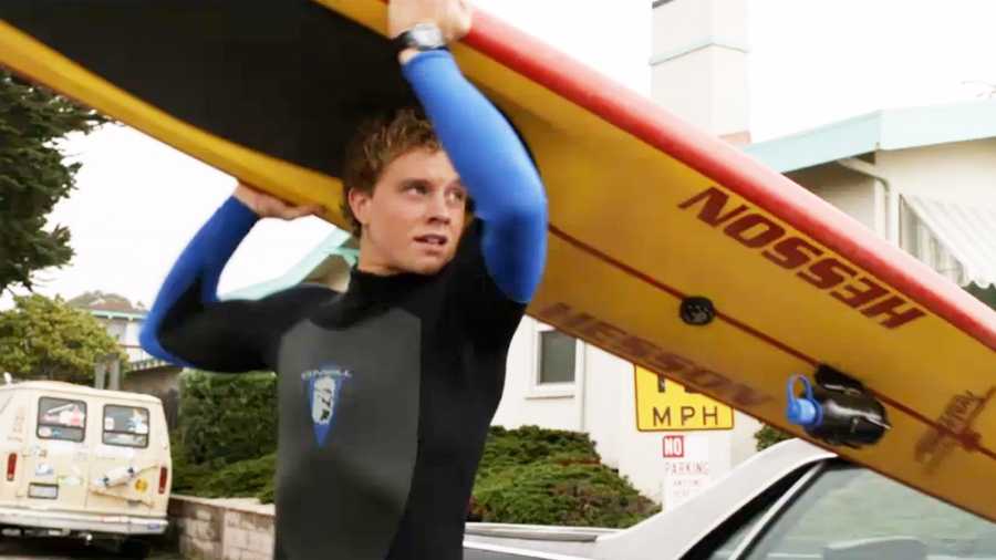 Actor Jonny Weston is seen playing the role of Jay Moriarity at Pleasure Point in Capitola. 